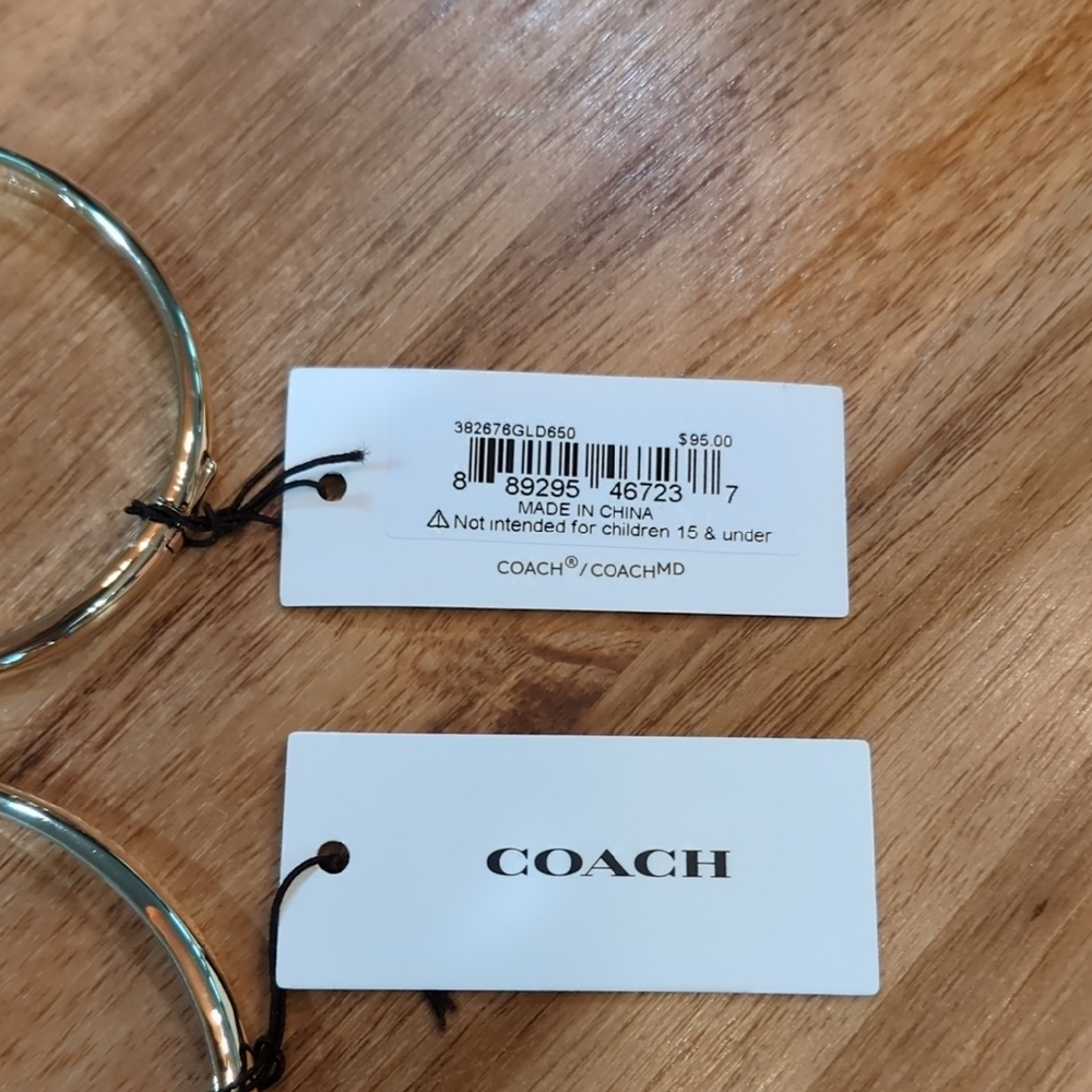 Coach Gold Tone Bangle Bracelet with C Charm - Picture 3 of 7